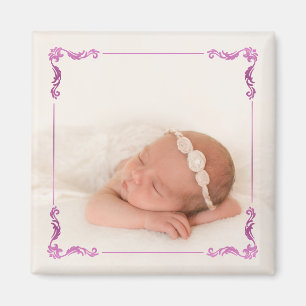Custom Photo   Create Your Own Purple Pink Magnet