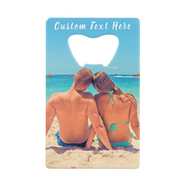 Custom Photo Credit Card Bottle Opener with Text (Front)