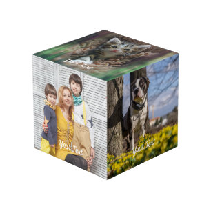 Custom Photo Cube with Text Personalised Design