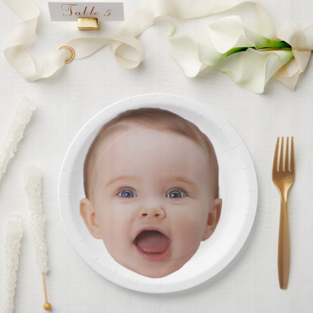 Custom Photo, Custom Photo Face Paper Plate (Wedding)