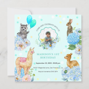 Custom Photo Cute Animals Birthday Invitation