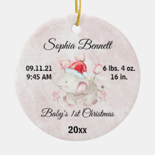 Custom Photo Cute Baby's Girl First Christmas 2021 Ceramic Ornament