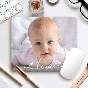 Custom Photo Cute DIY Personalised Modern “Love” Mouse Pad