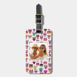 Custom Photo Cute owl background pattern for kids Luggage Tag