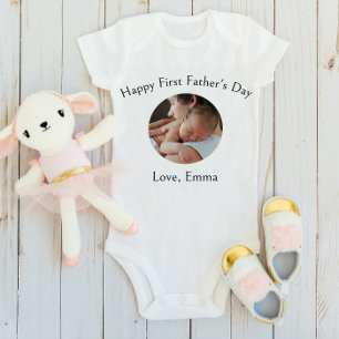 Custom Photo Dad & Baby Happy First Father's Day  Bodysuit