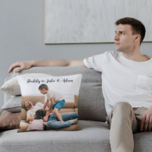 Custom Photo Daddy Kids Names Script Father's day Cushion