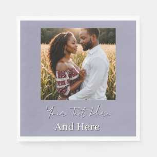 Custom Photo dark grey Engagement Party Napkin