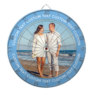 Custom Photo Dartboard & Text - NAVY BLUE Surround