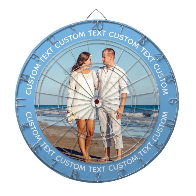 Custom Photo Dartboard & Text - NAVY BLUE Surround (Front)