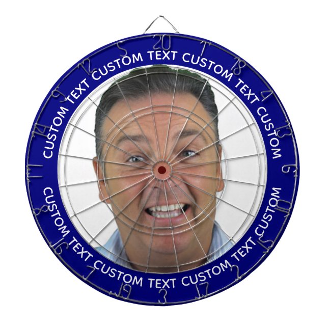 Custom Photo Dartboard & Text - NAVY BLUE Surround (Front)