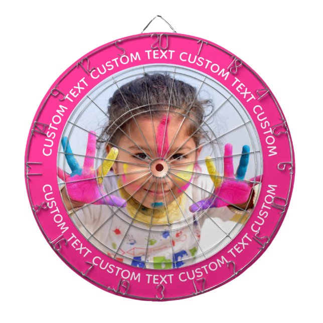 Custom Photo Dartboard & Text - PINK Surround (Front)