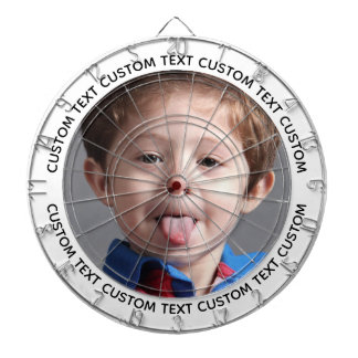 Custom Photo Dartboard & Text - WHITE Surround