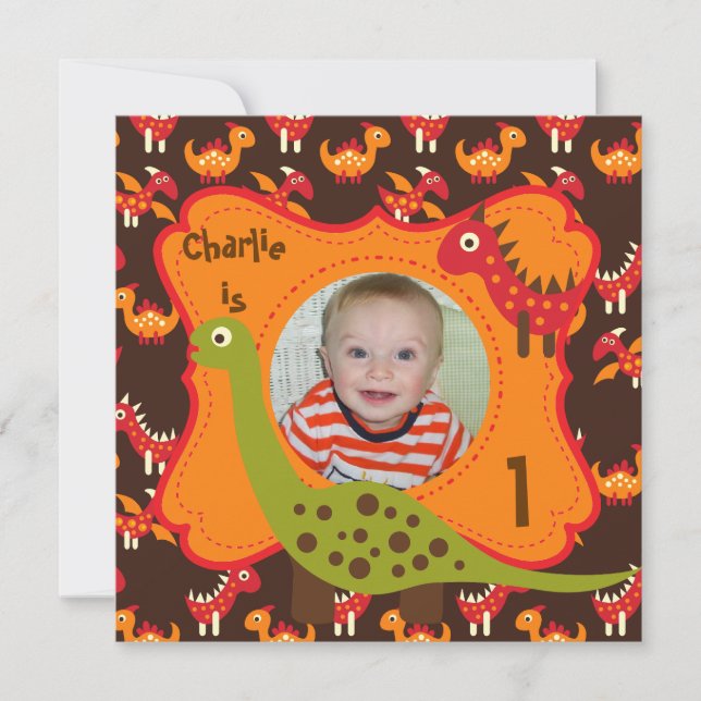 Custom Photo Dinosaur Dino Party Invitations (Front)