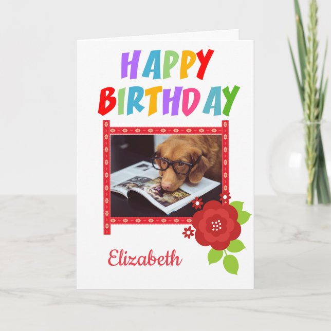 Custom Photo Dog Birthday Card (Front)