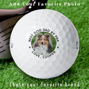 Custom Photo DOG DAD Personalised Modern Golfer Golf Balls