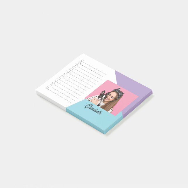 Custom Photo Dog Lover Name Check List Post-it Notes (Angled)