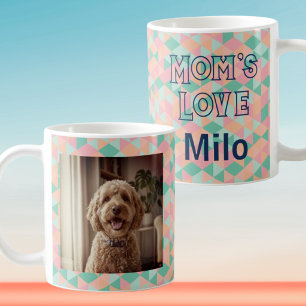 Custom Photo Dog Mum Pastel Geometric Coffee Mug