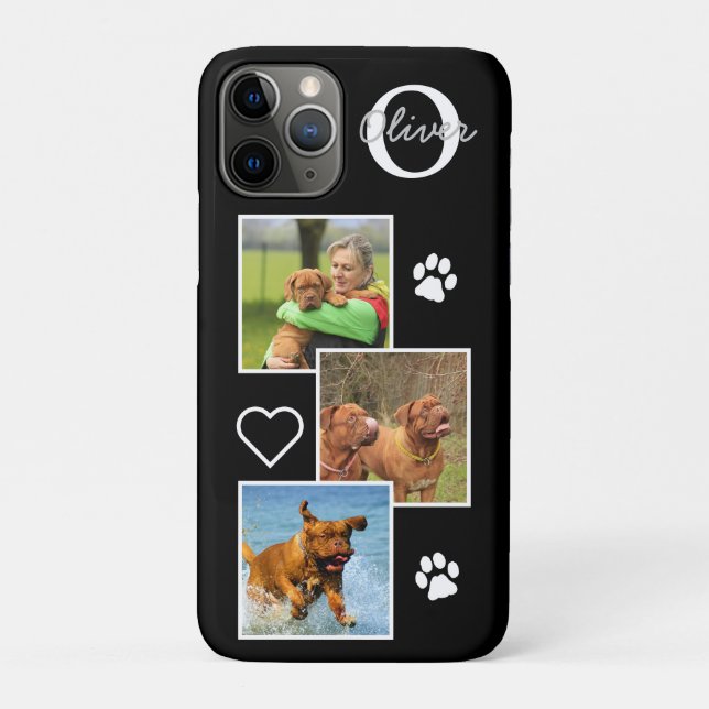Custom Photo Dog Pet Cat Monogram Initial Black Case-Mate iPhone Case (Back)