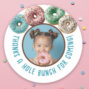 Custom Photo Doughnut Birthday Thanks A Hole Bunch Classic Round Sticker