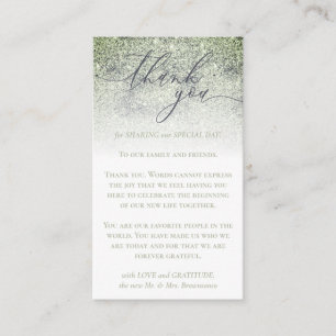Custom Photo Dust Glitz Green Thank You Enclosure Card
