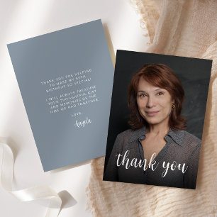 Custom Photo Dusty Blue 50th Birthday Party Thank You Card