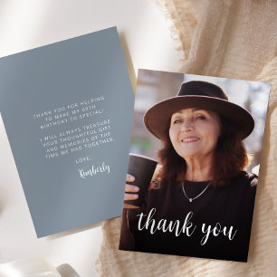 Custom Photo Dusty Blue 60th Birthday Party Thank You Card