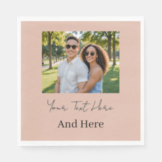 Custom Photo dusty pink Engagement Party Napkins 