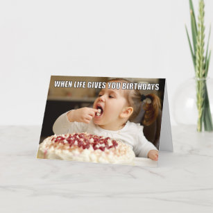 Custom Photo Eat Cake Meme Funny Birthday Card