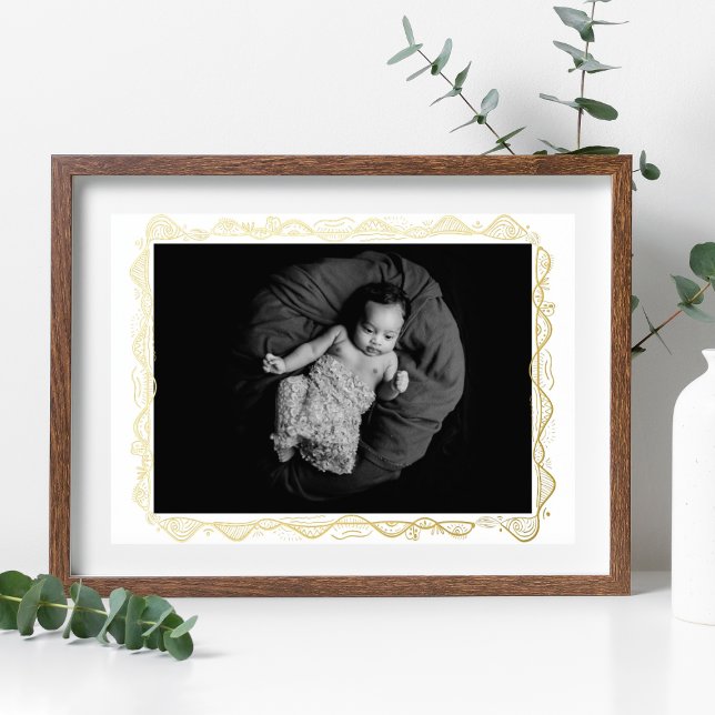custom photo | elegant doodle | fine gold frame foil prints (Creator Uploaded)