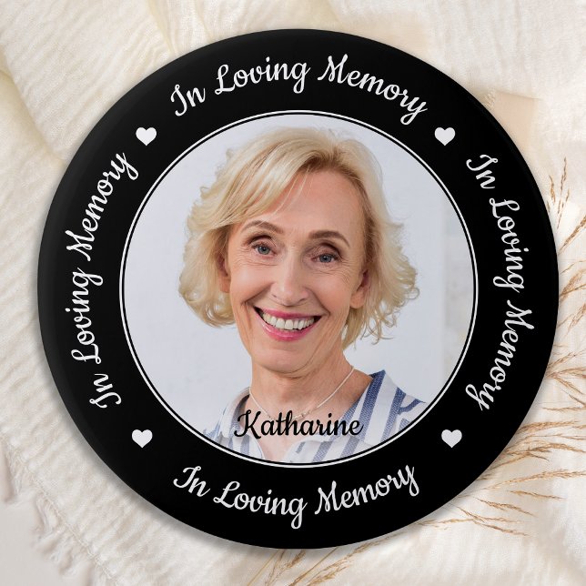 Custom Photo Elegant In Loving Memory Memorial 6 Cm Round Badge (Creator Uploaded)