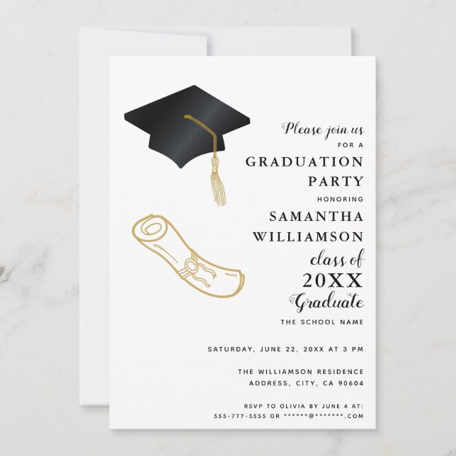 Custom Photo Elegant Modern Graduation Invitation (Front)