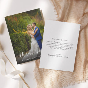 Custom Photo Elegant Script Wedding Thank You Card