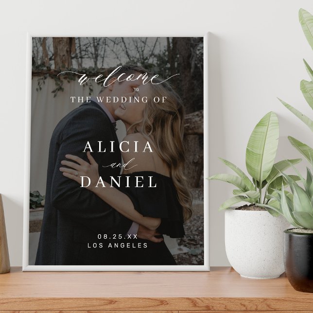 Custom photo elegant script wedding welcome sign (Creator Uploaded)