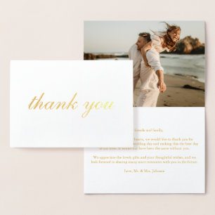 Custom Photo Elegant Thank You Wedding Real Gold Foil Card