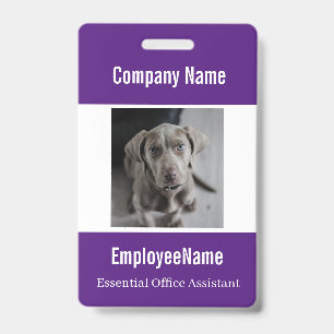 Custom Photo Employee ID Badge Template Purple