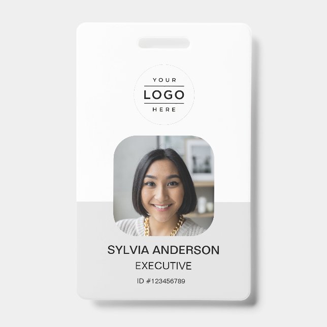 Custom Photo Employee ID Logo QR Code Badge (Front)