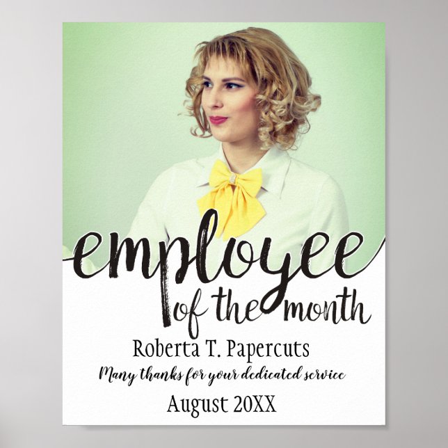 Custom photo employee of the month certificate poster (Front)