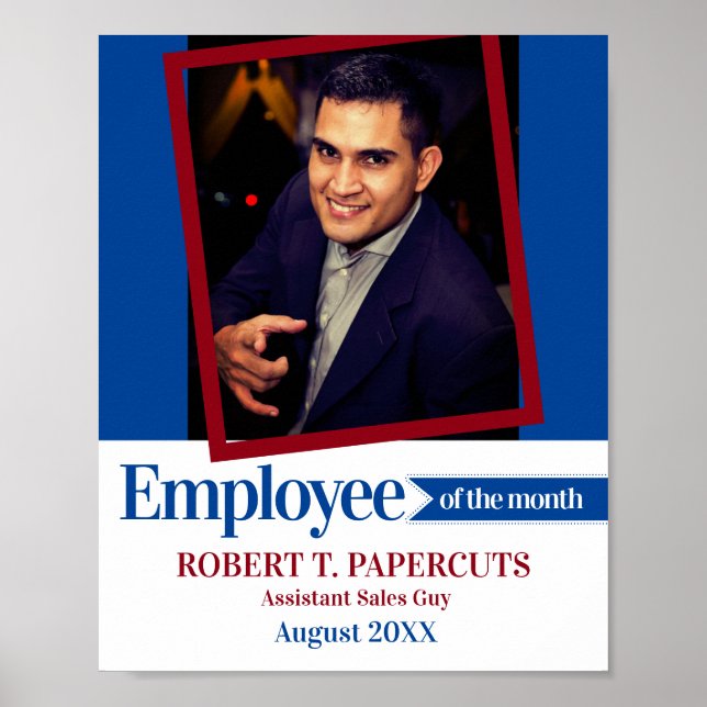 Custom photo employee of the month certificate poster (Front)