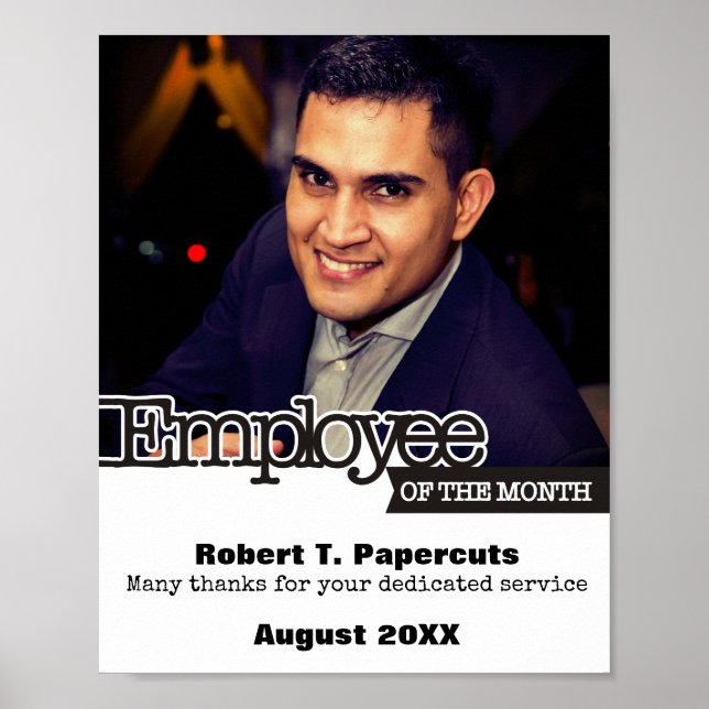 Custom photo employee of the month certificate poster (Front)