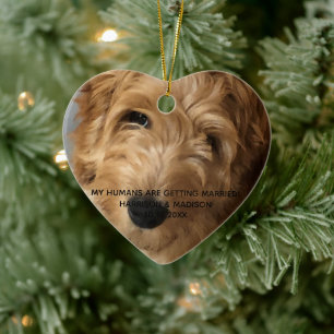Custom photo engagement announcement Christmas  Ceramic Ornament
