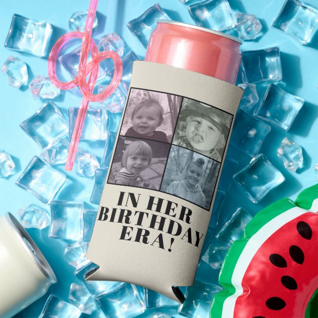Custom Photo Eras Birthday Party Seltzer Can Cooler (In Situ Summer)
