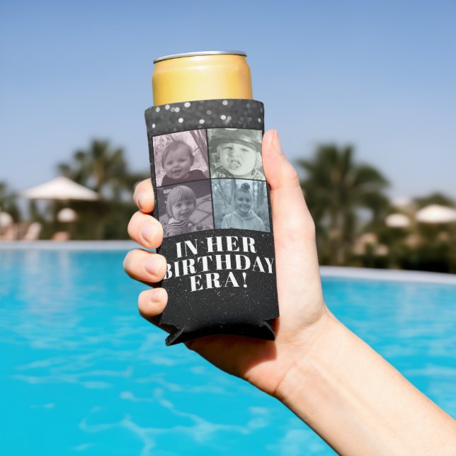 Custom Photo Eras Birthday Party Seltzer Can Cooler (In Situ Pool)