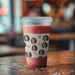 Custom Photo Face & Cocktail   Personalised Pink Acrylic Tumbler