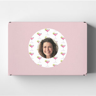 Custom Photo Face & Cocktail   Personalised Pink F Classic Round Sticker