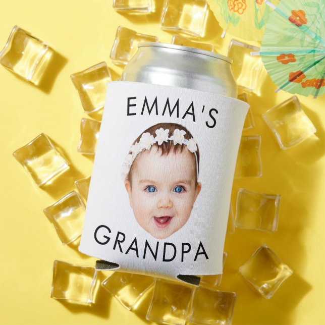 Custom Photo Face Mum Grandma Grandpa Birthday Can Cooler (In Situ Summer)