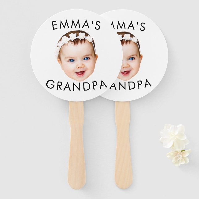 Custom Photo Face Mum Grandma Grandpa Birthday Hand Fan (Front and Back)