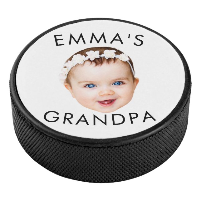 Custom Photo Face Mum Grandma Grandpa Birthday Hockey Puck (3/4)
