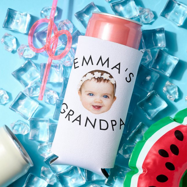Custom Photo Face Mum Grandma Grandpa Birthday Seltzer Can Cooler (In Situ Summer)