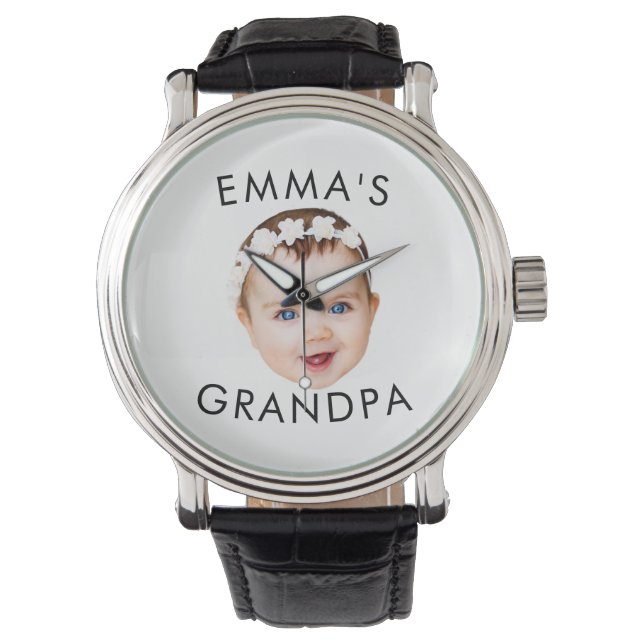 Custom Photo Face Mum Grandma Grandpa Birthday Watch (Front)