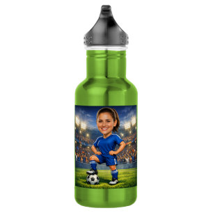 Custom Photo-Face Soccer/Football Star Caricature 532 Ml Water Bottle